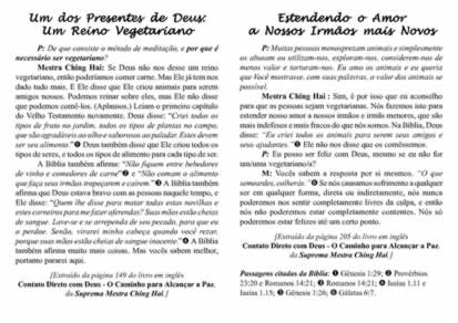 &ldquo;Um dos Presentes de Deus: Um Reino Vegetariano&rdquo; & &ldquo;Estendendo o Amor - Nossos Irm&atilde;os mais Novos&rdquo;